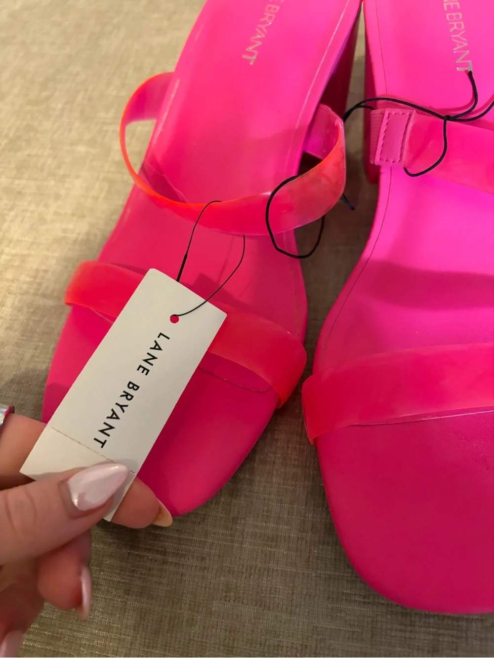 Lane Bryant Neon Pink Double Strap Slide Sandals